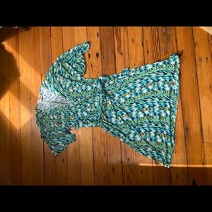 Veronica m green pattern wrap top dress  W small